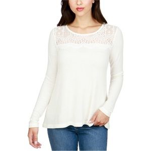 Lucky Brand Burgundy Lace-Trim Thermal Top Size Small